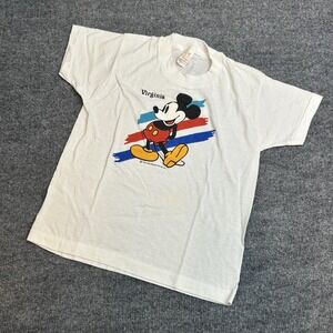 Vintage Disney Mickey Mouse Shirt youth White Graphic Virginia Made USA 90s